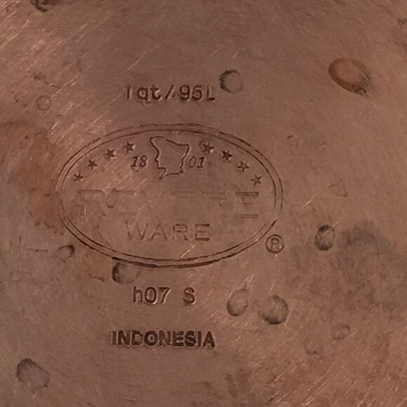 Vtg Revere Ware 1 Qt/95L Sauce Pan w/Lid Indonesia Double Ring Copper Stainless - Picture 11 of 11
